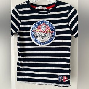 H&M Paw Patrol Marshall Sequin Stripe Tee Size 4–6Y